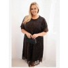 Kesi Włoski Šaty Plus Size s flitrami a čipkovým zakončením hnedá Kesi Włoski Šaty Plus Size s flitrami a čipkovým zakončením hnedá