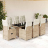 9dílný zahradní bistro set s poduškami béžový polyratan Béžová 3277106 9dílný zahradní bistro set s poduškami béžový polyratan Béžová 3277106