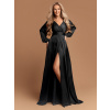Dámske čierne dlhé spoločenské šaty s rozparkom Olia - M Dámske čierne dlhé spoločenské šaty s rozparkom Olia - M