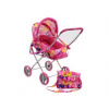 Kočárek pro panenky, hluboký, s košíkem, skládací stříška, odnímatelné nosítko, kabelka, 2v1, PVCB Kočárek pro panenky, hluboký, s košíkem, skládací stříška, odnímatelné nosítko, kabelka, 2v1, PVCB