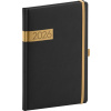 NOTIQUE Týdenní diář Twill 2026, černo-zlatý, 15 x 21 cm NOTIQUE Týdenní diář Twill 2026, černo-zlatý, 15 x 21 cm