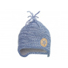 Pletená čiapka na uši s podšívkou Little Angel - modrá melír Pletená čiapka na uši s podšívkou Little Angel - modrá melír