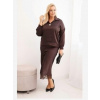 Kesi Włoski Súprava dámska Plus Size so saténovým leskom a čipkou hnedá Kesi Włoski Súprava dámska Plus Size so saténovým leskom a čipkou hnedá