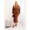 Kesi Włoski Komplet dámsky Plus Size so saténovým leskom a čipkou camelový Kesi Włoski Komplet dámsky Plus Size so saténovým leskom a čipkou camelový