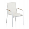 Kettler 0103902-5800 KETTLER DIAMOND stohovatelné, hliníkové křeslo s teakovými područkami - bílá / krémová Kettler 0103902-5800 KETTLER DIAMOND stohovatelné, hliníkové křeslo s teakovými područkami - bílá / krémová