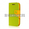 Kožený obal Samsung Galaxy S III Mini – Wallet – zeleno-oranžová