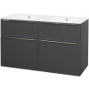 Mereo Mailo, kúpeľňová skrinka s keramickým umývadlom 121 cm, antracit, chróm madlo CN533 CN533 Mereo Mailo, kúpeľňová skrinka s keramickým umývadlom 121 cm, antracit, chróm madlo CN533 CN533