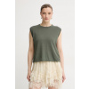 United Colors of Benetton top dámsky s ľanom 1EKQD10H2 zelená XL United Colors of Benetton top dámsky s ľanom 1EKQD10H2 zelená XL