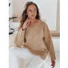 amski Sveter s výstrihom do V VERALIA camel FashionStreet MY2518 M/L amski Sveter s výstrihom do V VERALIA camel FashionStreet MY2518 M/L