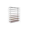 Policový regál Trestles RH 2200x1400x300, nosnosť 2000 kg, 8 políc Farba: pozink, Typ police: drevená MDF 5,4 mm Policový regál Trestles RH 2200x1400x300, nosnosť 2000 kg, 8 políc Farba: pozink, Typ police: drevená MDF 5,4 mm