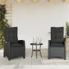 Multidom Sklápacie záhradné stoličky 2 ks s vankúšmi čierne polyratan