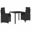 Zahradní jídelní sada 3 pcs Černá 90 x 90 x 75 cm polyratan 3422292 Zahradní jídelní sada 3 pcs Černá 90 x 90 x 75 cm polyratan 3422292
