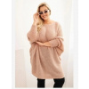 Kesi Włoski Dámsky sveter Plus Size s mohairom pončo pudrová ružová Kesi Włoski Dámsky sveter Plus Size s mohairom pončo pudrová ružová
