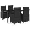 Zahradní jídelní sada 5 pcs Černá 150 x 90 x 75 cm polyratan 3422298 Zahradní jídelní sada 5 pcs Černá 150 x 90 x 75 cm polyratan 3422298