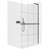 CERANO - Sprchová zástena Walk-in Onyx L-pravá vzpera - 8 mm + polička / držiak na uteráky - čierna matná, industriálne sklo - 90x200 cm CERANO - Sprchová zástena Walk-in Onyx L-pravá vzpera - 8 mm + polička / držiak na uteráky - čierna matná, industriálne sklo - 90x200 cm
