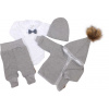 Kojenecká elegantná 5 dielna súprava na krst pre chlapca šedá Kojenecká elegantná 5 dielna súprava na krst pre chlapca šedá