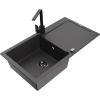 Mexen Leo granitový drez 1-komorový s odkvapkávačom a kuchynskou batériou Rita, čierno škvrnitý - 6501-76-670300-70-B Mexen Leo granitový drez 1-komorový s odkvapkávačom a kuchynskou batériou Rita, čierno škvrnitý - 6501-76-670300-70-B