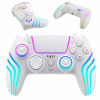 Bezdrôtový ovládač PRE PS4/PC biely RGB podsvietenie vibrácie Bezdrôtový ovládač PRE PS4/PC biely RGB podsvietenie vibrácie