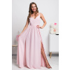 Parisse Svetloružové dlhé spoločenské šaty s rozparkami Veľkosť: XL Parisse Svetloružové dlhé spoločenské šaty s rozparkami Veľkosť: XL