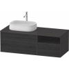 DURAVIT Zencha závesná skrinka pod umývadlo na dosku (umývadlo vľavo), 3 zásuvky + 1 otvorená priehradka, 1300 x 550 x 442 mm, dub čierny/grafit super matná, ZE4828016800000 DURAVIT Zencha závesná skrinka pod umývadlo na dosku (umývadlo vľavo), 3 zásuvky + 1 otvorená priehradka, 1300 x 550 x 442 mm, dub čierny/grafit super matná, ZE4828016800000