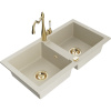 Mexen Mario granitový dvojkomorový drez s kuchynskou batériou Carla, béžový - 6504-69-670700-50 Mexen Mario granitový dvojkomorový drez s kuchynskou batériou Carla, béžový - 6504-69-670700-50