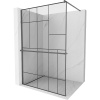 Mexen Kioto+, sprchová zástena Walk-In s poličkou a vešiakom 80 x 200 cm, 8mm číre sklo čierny vzor, grafitový profil, 800-080-121-95-78 Mexen Kioto+, sprchová zástena Walk-In s poličkou a vešiakom 80 x 200 cm, 8mm číre sklo čierny vzor, grafitový profil, 800-080-121-95-78