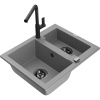 Mexen Carlos žulový drez 1,5-komorový s kuchynskou batériou Flora, sivý - 6518-71-670401-70-B Mexen Carlos žulový drez 1,5-komorový s kuchynskou batériou Flora, sivý - 6518-71-670401-70-B