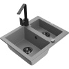 Mexen Carlos žulový kuchynský drez s 1,5 komorou a kuchynskou batériou Rita, šedá - 6518-71-670300-70-B Mexen Carlos žulový kuchynský drez s 1,5 komorou a kuchynskou batériou Rita, šedá - 6518-71-670300-70-B