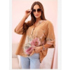 Kesi Włoski Dámska bavlnená blúzka s kvetinovým vzorom a gombíkmi - camelová Kesi Włoski Dámska bavlnená blúzka s kvetinovým vzorom a gombíkmi - camelová