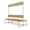Tritón Pardubice, spol. s r. o. Šatníková lavica obojstranná s 20 vešiakmi kov-lamino, dĺžka 1500 mm, šedá - dub Baroque Gold Tritón Pardubice, spol. s r. o. Šatníková lavica obojstranná s 20 vešiakmi kov-lamino, dĺžka 1500 mm, šedá - dub Baroque Gold