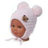 BABY NELLYS Zimná pletená čiapka Teddy Bear na zaväzovanie, ružová BABY NELLYS Zimná pletená čiapka Teddy Bear na zaväzovanie, ružová