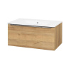 Mereo Mailo, kúpeľňová skrinka s keramickým umývadlom 81 cm, dub Riviera, chróm madlo, MER-CN526 Mereo Mailo, kúpeľňová skrinka s keramickým umývadlom 81 cm, dub Riviera, chróm madlo, MER-CN526