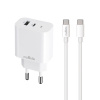 AppleMix Nabíjacia súprava MAXLIFE 20 W / adaptér - USB-C / USB-A + kábel USB-C - biely AppleMix Nabíjacia súprava MAXLIFE 20 W / adaptér - USB-C / USB-A + kábel USB-C - biely