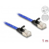 Delock Plochý síťový kabel RJ45, s pleteným opláštěním, Cat.6A, U/FTP, 1 m, modrý Delock Plochý síťový kabel RJ45, s pleteným opláštěním, Cat.6A, U/FTP, 1 m, modrý
