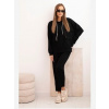 Kesi Włoski Komplet dámsky maslový mikina s kapucňou a nohavice s pásom čierny Kesi Włoski Komplet dámsky maslový mikina s kapucňou a nohavice s pásom čierny
