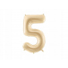 PartyDeco Fóliový balón narodeninové číslo 5 béžový 72 cm PartyDeco Fóliový balón narodeninové číslo 5 béžový 72 cm