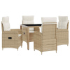 Zahradní jídelní sada 5 pcs Beige a krémová bílá 3422337 Zahradní jídelní sada 5 pcs Beige a krémová bílá 3422337