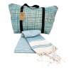 Textilomanie Štýlový set plážovej tašky + osušky HAMAM 75x150 cm, tyrkysový Textilomanie Štýlový set plážovej tašky + osušky HAMAM 75x150 cm, tyrkysový
