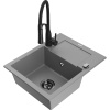 Mexen Enzo žulový kuchynský drez 1-komorový s odkvapkávačom a kuchynskou batériou Aster, sivý - 6506-71-73450-70-B Mexen Enzo žulový kuchynský drez 1-komorový s odkvapkávačom a kuchynskou batériou Aster, sivý - 6506-71-73450-70-B