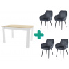 Textilomanie Jedálenský set 1+4, biely stôl v dekore dub sonoma MADO 120x80cm a sivá zamatová stolička SOLDEN Textilomanie Jedálenský set 1+4, biely stôl v dekore dub sonoma MADO 120x80cm a sivá zamatová stolička SOLDEN