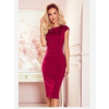 Numoco 301-4 TAMARA Elegantné midi šaty s pásom - Vínová farba Numoco 301-4 TAMARA Elegantné midi šaty s pásom - Vínová farba