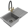 Mexen Pablo žulový drez s 1 komorou s odkvapkávačom a kuchynskou batériou Duo, sivý - 6510-71-671701-57-B Mexen Pablo žulový drez s 1 komorou s odkvapkávačom a kuchynskou batériou Duo, sivý - 6510-71-671701-57-B
