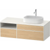 DURAVIT Zencha závesná skrinka pod umývadlo na dosku (umývadlo vpravo), 3 zásuvky + 1 otvorená priehradka, 1300 x 550 x 442 mm, dub prírodný/biela super matná, ZE4829030840000 DURAVIT Zencha závesná skrinka pod umývadlo na dosku (umývadlo vpravo), 3 zásuvky + 1 otvorená priehradka, 1300 x 550 x 442 mm, dub prírodný/biela super matná, ZE4829030840000