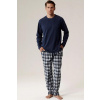 Atlantic Pánske pyžamo NMP-393 - bavlnený flanel Tmavomodrá - sivá XL Atlantic Pánske pyžamo NMP-393 - bavlnený flanel Tmavomodrá - sivá XL