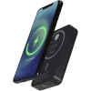 Bezdrátová 15W magnetická powerbanka, 10 000 mAh s 20W PD – vyrobeno z recyklovaného plastu, černá Bezdrátová 15W magnetická powerbanka, 10 000 mAh s 20W PD – vyrobeno z recyklovaného plastu, černá