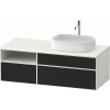 DURAVIT Zencha závesná skrinka pod umývadlo na dosku (umývadlo vpravo), 3 zásuvky + 1 otvorená priehradka, 1300 x 550 x 442 mm, čierna líniová štruktúra/biela super matná, ZE4829063840000 DURAVIT Zencha závesná skrinka pod umývadlo na dosku (umývadlo vpravo), 3 zásuvky + 1 otvorená priehradka, 1300 x 550 x 442 mm, čierna líniová štruktúra/biela super matná, ZE4829063840000