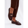 Hnedé dámske mokasíny so zlatou ozdobou, QQ-280 BROWN__41229-38 Hnedé dámske mokasíny so zlatou ozdobou, QQ-280 BROWN__41229-38