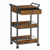 Industriálny kuchynský vozík na kolieskach s látkovou zásuvkou, 3 úrovne Industriálny kuchynský vozík na kolieskach s látkovou zásuvkou, 3 úrovne