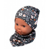Baby Nellys Dvojvrstvová čiapka s uškami + šatka Palouček, grafit, vel. 92/98 Baby Nellys Baby Nellys Dvojvrstvová čiapka s uškami + šatka Palouček, grafit, vel. 92/98 Baby Nellys