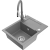 Mexen Enzo granitový kuchynský drez 1-komorový s odkvapkávačom a kuchynskou batériou Savita, sivý - 6506-71-672601-71 Mexen Enzo granitový kuchynský drez 1-komorový s odkvapkávačom a kuchynskou batériou Savita, sivý - 6506-71-672601-71